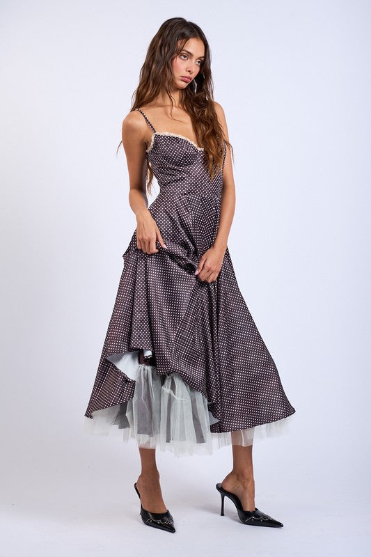 Vivian Polka Dot A-Line Midi Dress