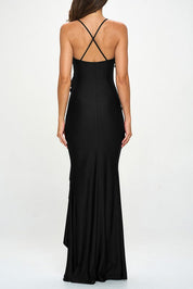 Celeste Ruffled Black Maxi Dress
