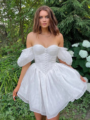 Enchanted Whispers Puff Sleeve Corset Mini Dress