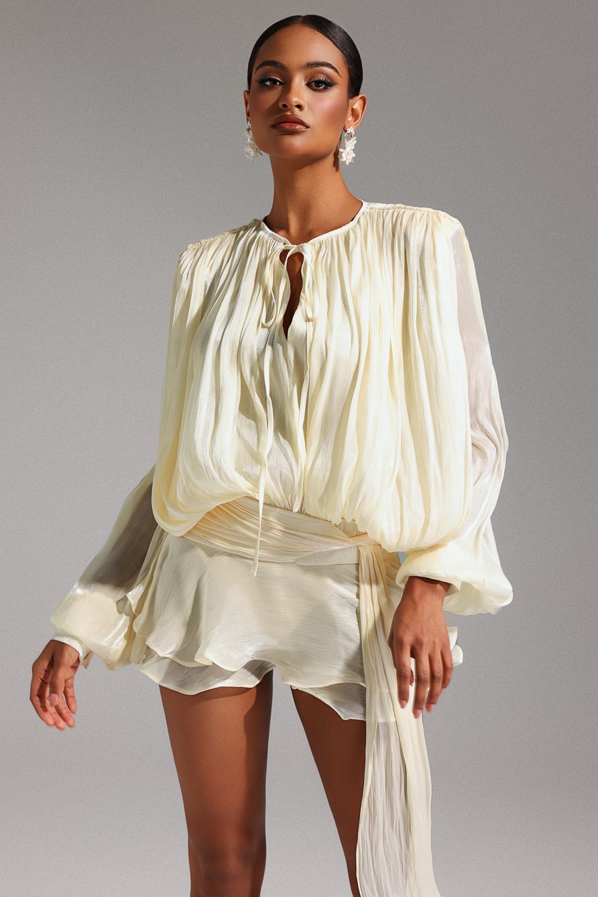 Isla Pleated Chiffon Mini Dress