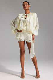 Isla Pleated Chiffon Mini Dress