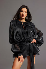 Isla Pleated Chiffon Mini Dress