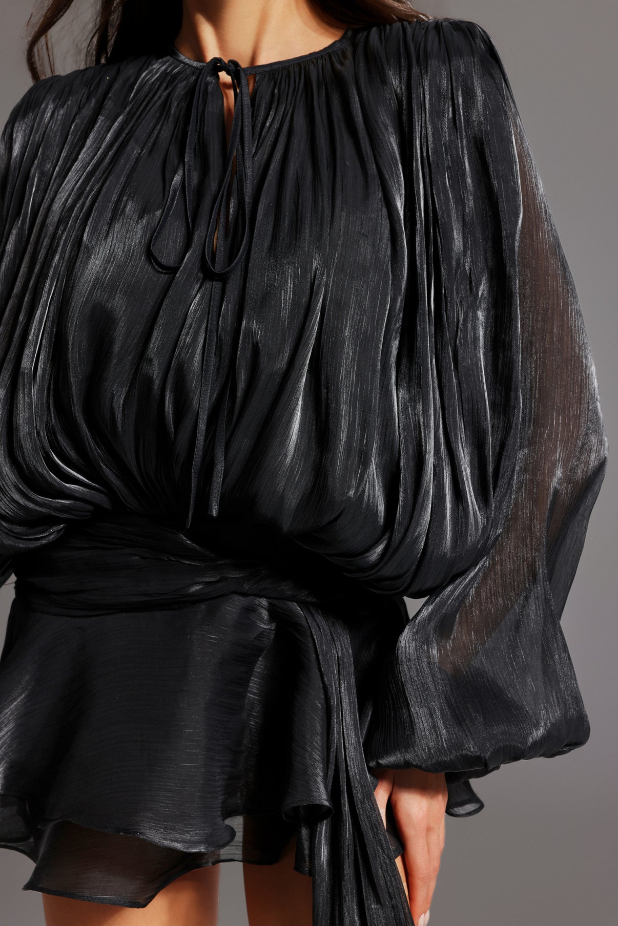 Isla Pleated Chiffon Mini Dress