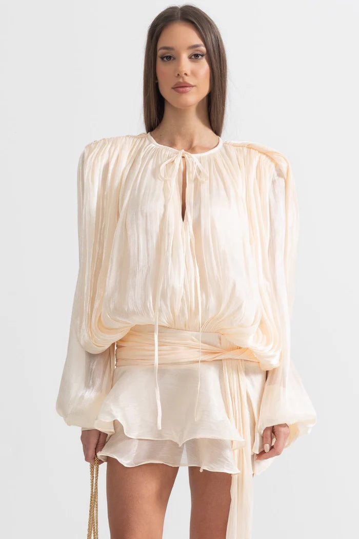 Isla Pleated Chiffon Mini Dress