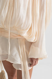 Isla Pleated Chiffon Mini Dress