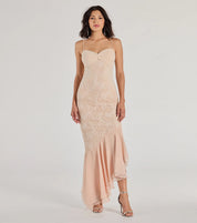 Serena Asymmetrical Lace Gown