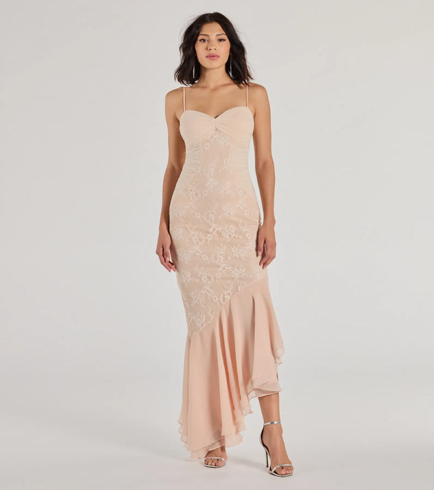 Serena Asymmetrical Lace Gown