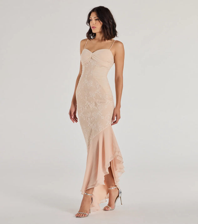 Serena Asymmetrical Lace Gown