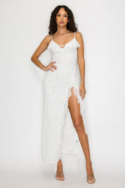 Celestine Lace Ruffle Maxi Dress