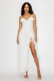Celestine Lace Ruffle Maxi Dress