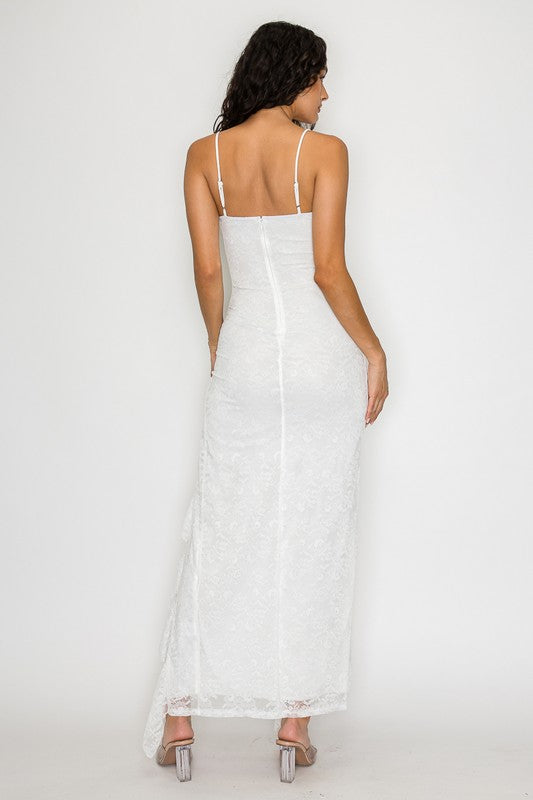 Celestine Lace Ruffle Maxi Dress