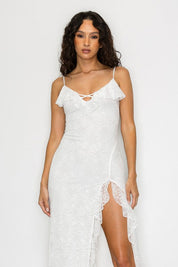 Celestine Lace Ruffle Maxi Dress