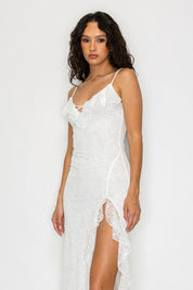 Celestine Lace Ruffle Maxi Dress