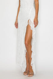 Celestine Lace Ruffle Maxi Dress