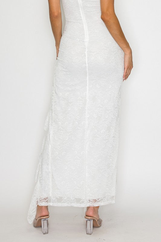 Celestine Lace Ruffle Maxi Dress