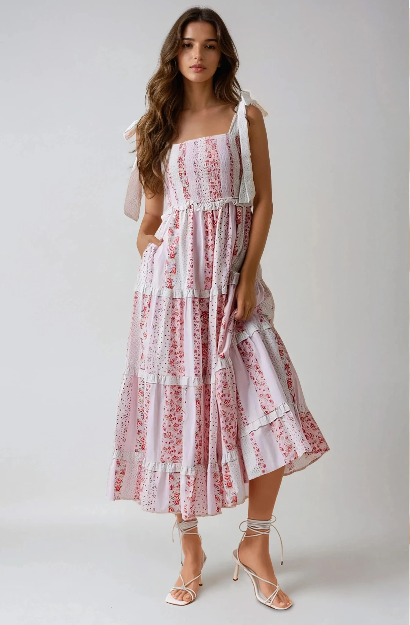 Celestine Floral Patchwork Midi Dress