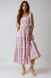 Celestine Floral Patchwork Midi Dress