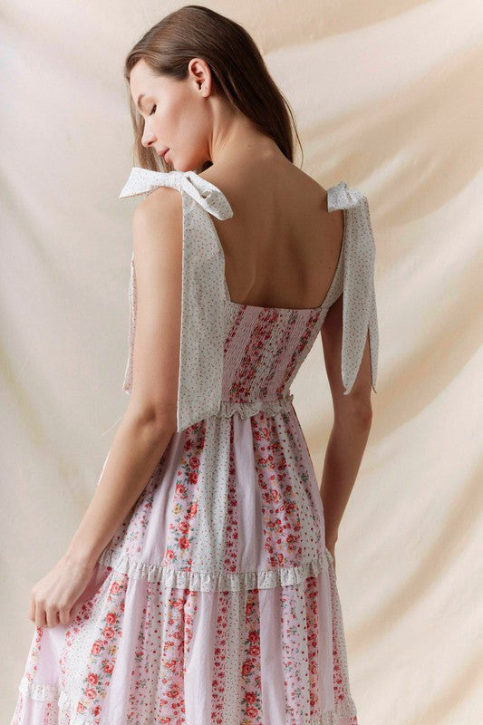 Celestine Floral Patchwork Midi Dress
