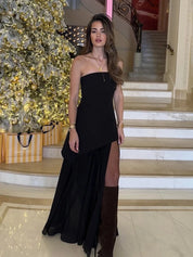 Lea Chiffon Asymmetrical Maxi Dress