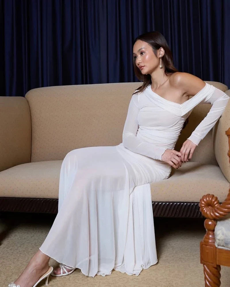 Amara One-Shoulder Draped Maxi Dress