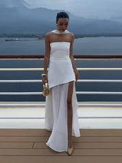 Lea Chiffon Asymmetrical Maxi Dress