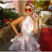 Riviera Bloom Bow Mini Dress