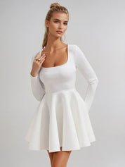 Aurora Long Sleeve Fit-and-Flare Mini Dress