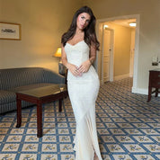 Celeste Ruched Lace Panel Maxi Dress