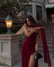 Lea Chiffon Asymmetrical Maxi Dress