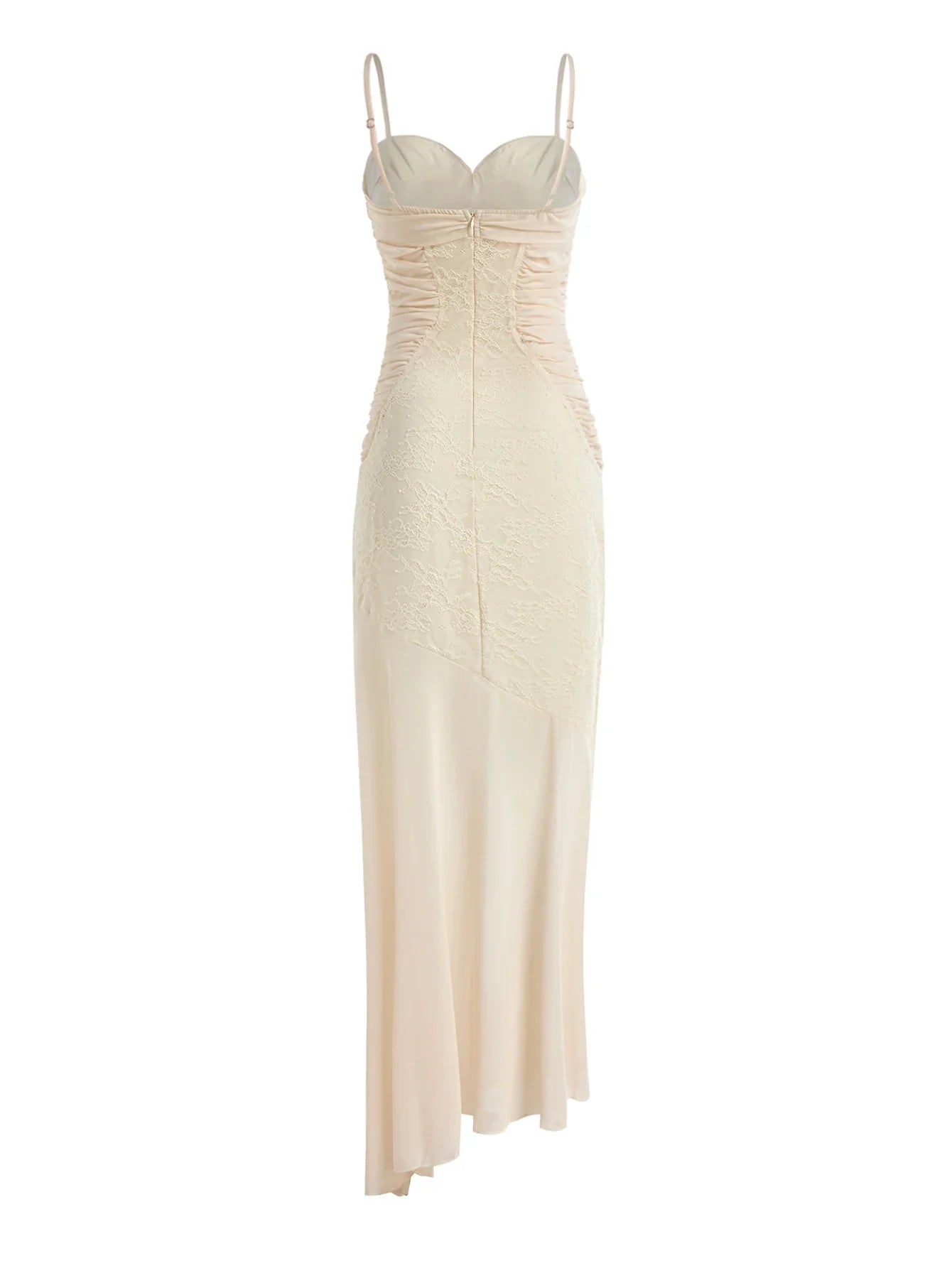Celeste Ruched Lace Panel Maxi Dress