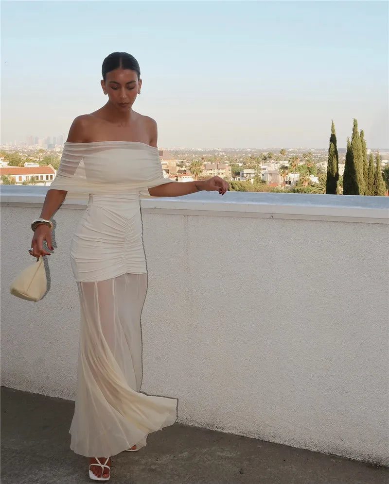 Jaide Off Shoulder Tulle Maxi Dress