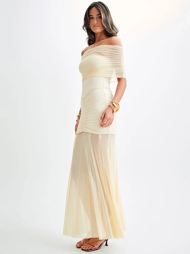 Jaide Off Shoulder Tulle Maxi Dress