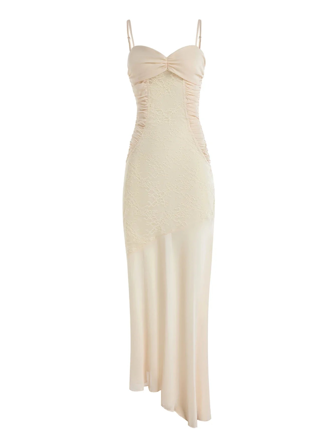 Celeste Ruched Lace Panel Maxi Dress