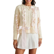 Arabella Cable Knit Sweater with Ribbon