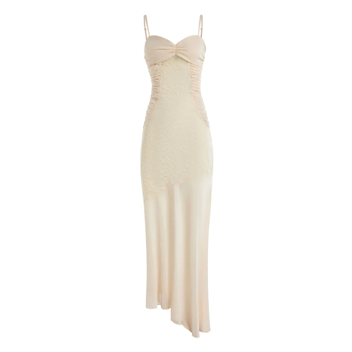 Celeste Ruched Lace Panel Maxi Dress