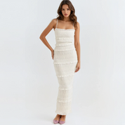 Sabrina Vintage Ruched Maxi Bodycon Dress