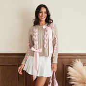 Arabella Cable Knit Sweater with Ribbon