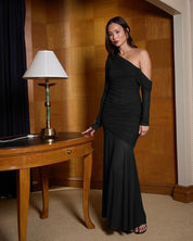 Amara One-Shoulder Draped Maxi Dress