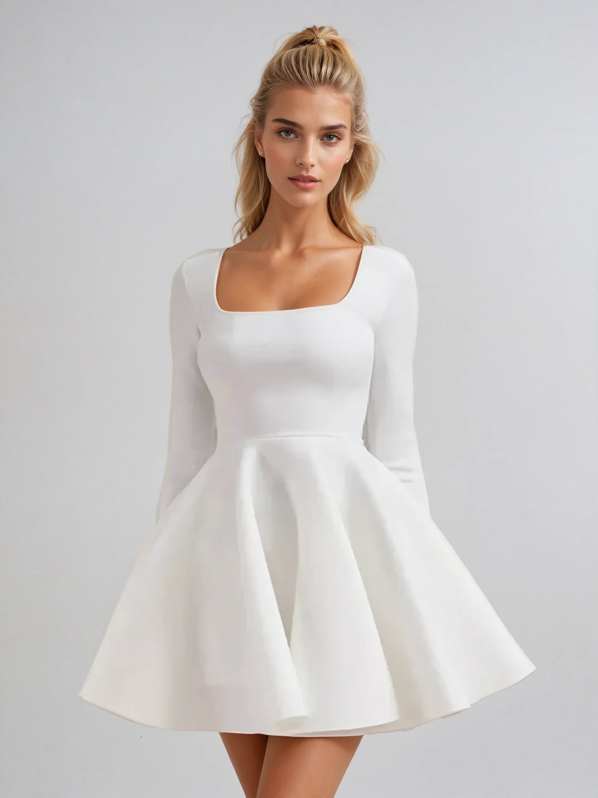 Aurora Long Sleeve Fit-and-Flare Mini Dress