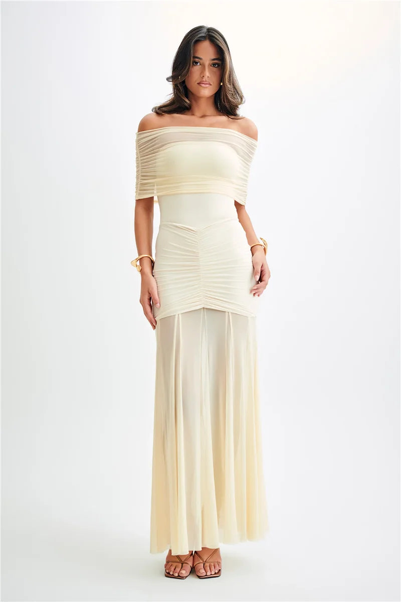 Jaide Off Shoulder Tulle Maxi Dress