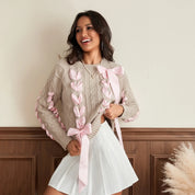 Arabella Cable Knit Sweater with Ribbon