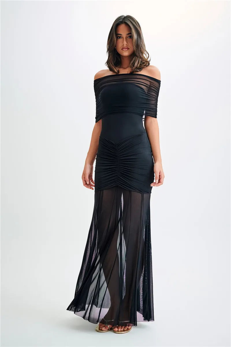 Jaide Off Shoulder Tulle Maxi Dress