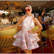 Riviera Bloom Bow Mini Dress