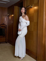 Amara One-Shoulder Draped Maxi Dress